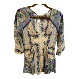 Molly Green Purple Boho Floral Festival Top